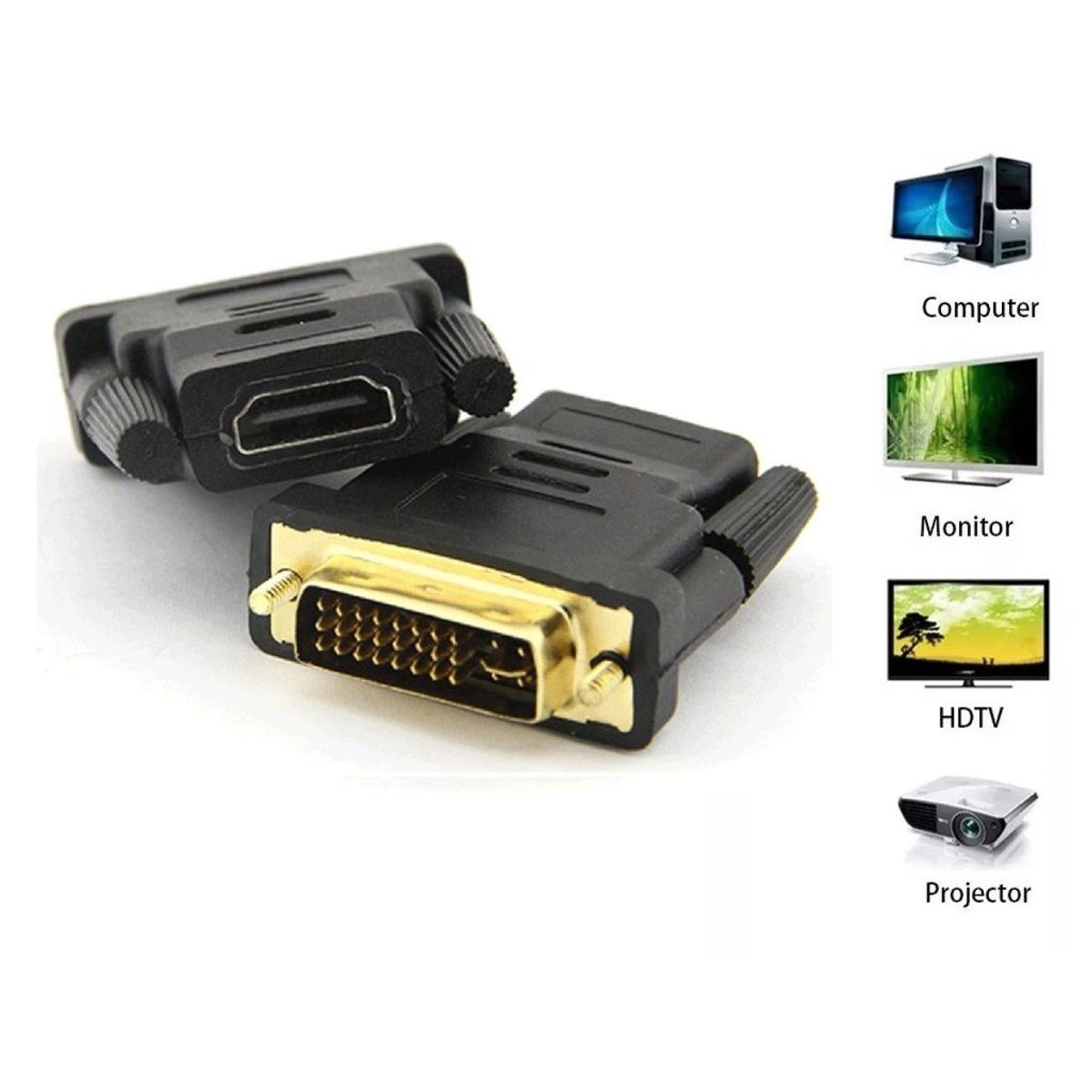 GENERICO - Adaptador Dvi A Hdmi 24 + 5 pines Tarjeta Video Pc Laptop