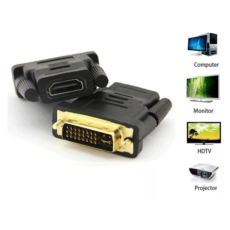 GENERICO - Adaptador Dvi A Hdmi 24 + 5 pines Tarjeta Video Pc Laptop