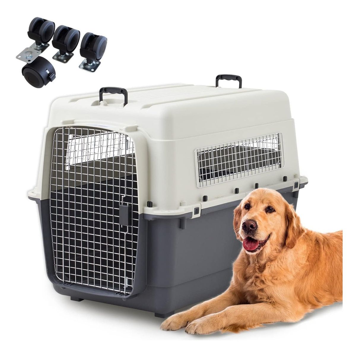 GENERICO - Kennel Transportador de Perro L100Negro FIBRA VIAJE