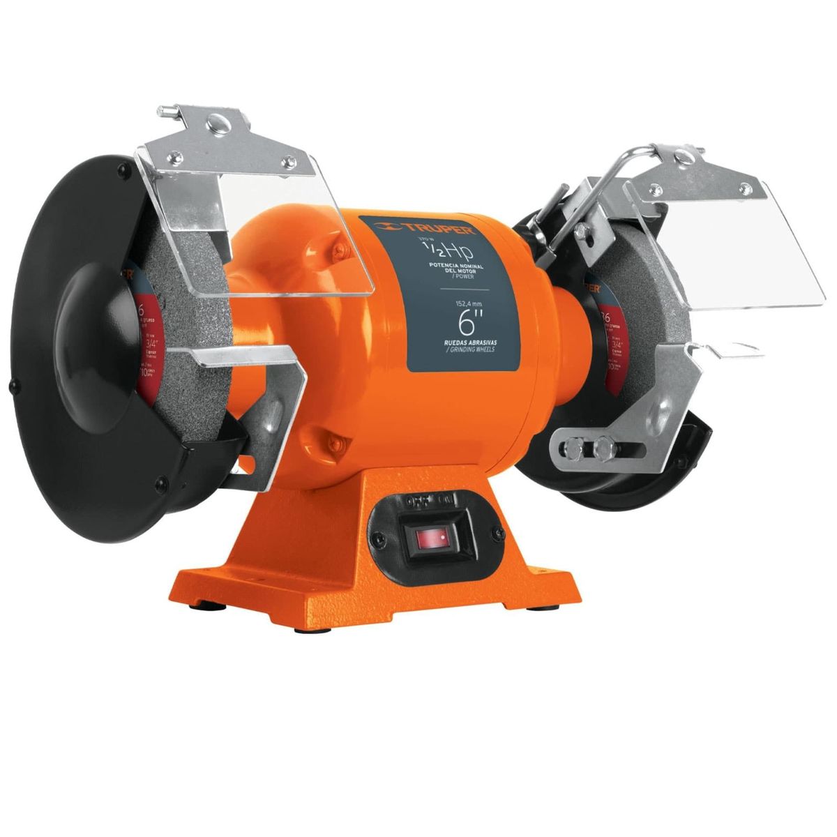 TRUPER - Esmeril amoladora de banco profesional 6", 1/2 HP, 220 V, Truper