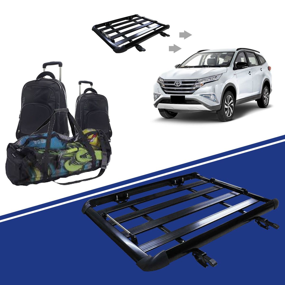 GENERICO - PARRILLA PORTA EQUIPAJE 120CM PLANA NEGRA