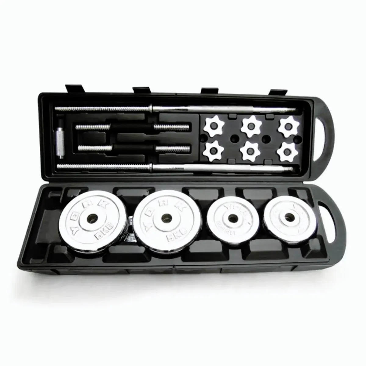 YORK - Set de Mancuernas York Fitness 50 kg Cromadas con Barra de 150 cm