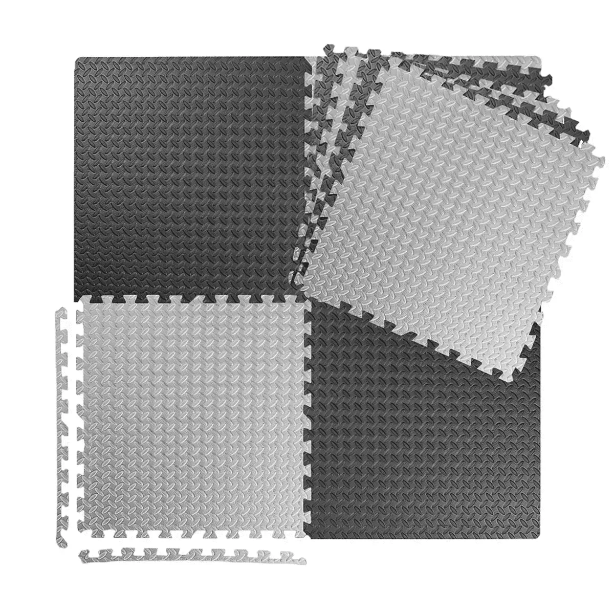 GENERICO - Piso para Gimnasio Estilo Rompecabezas Plomo y Negro