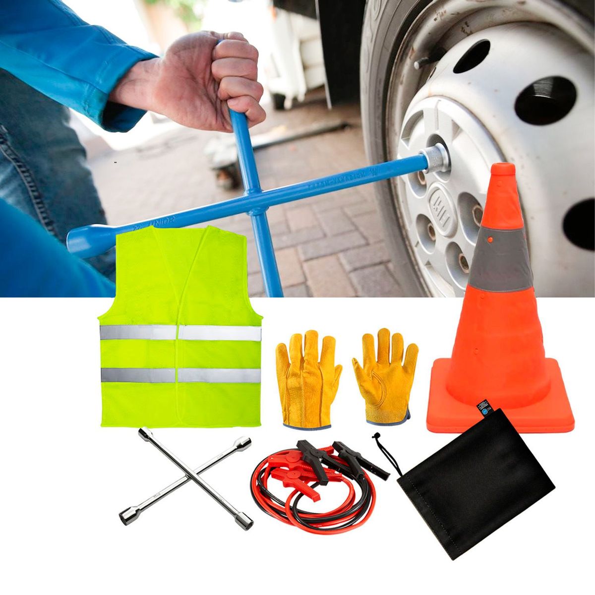 TECGO - KIT DE EMERGENCIA DE VEHICULO 5 PIEZAS