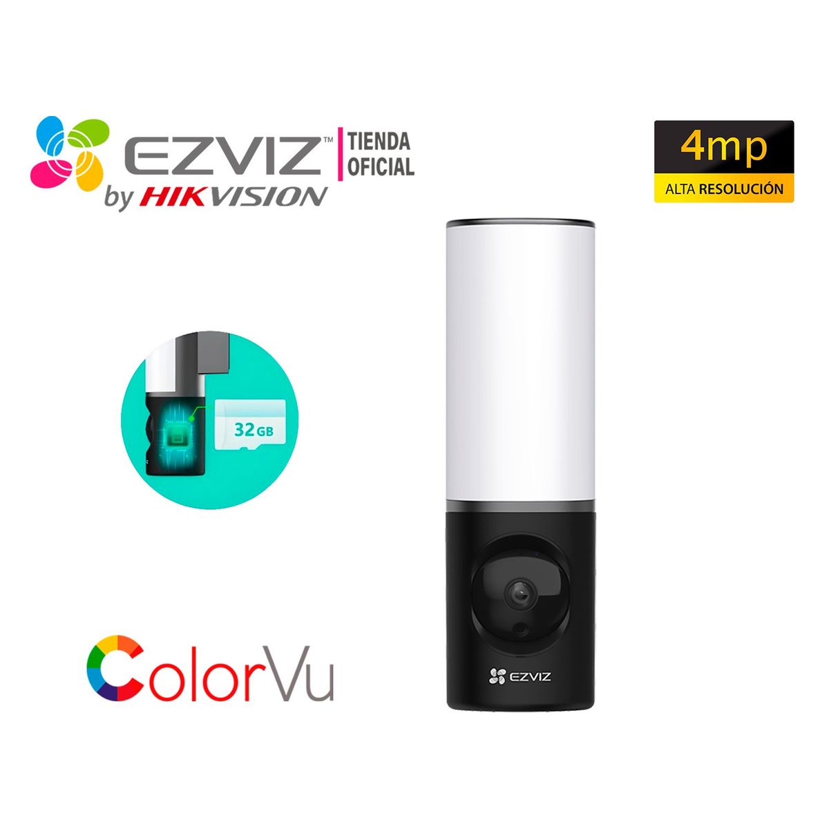EZVIZ - Cámara Wifi Lc3 2K 4Mp Iluminacion Inteligente 700 Lúmenes Sd 32Gb Incorporado