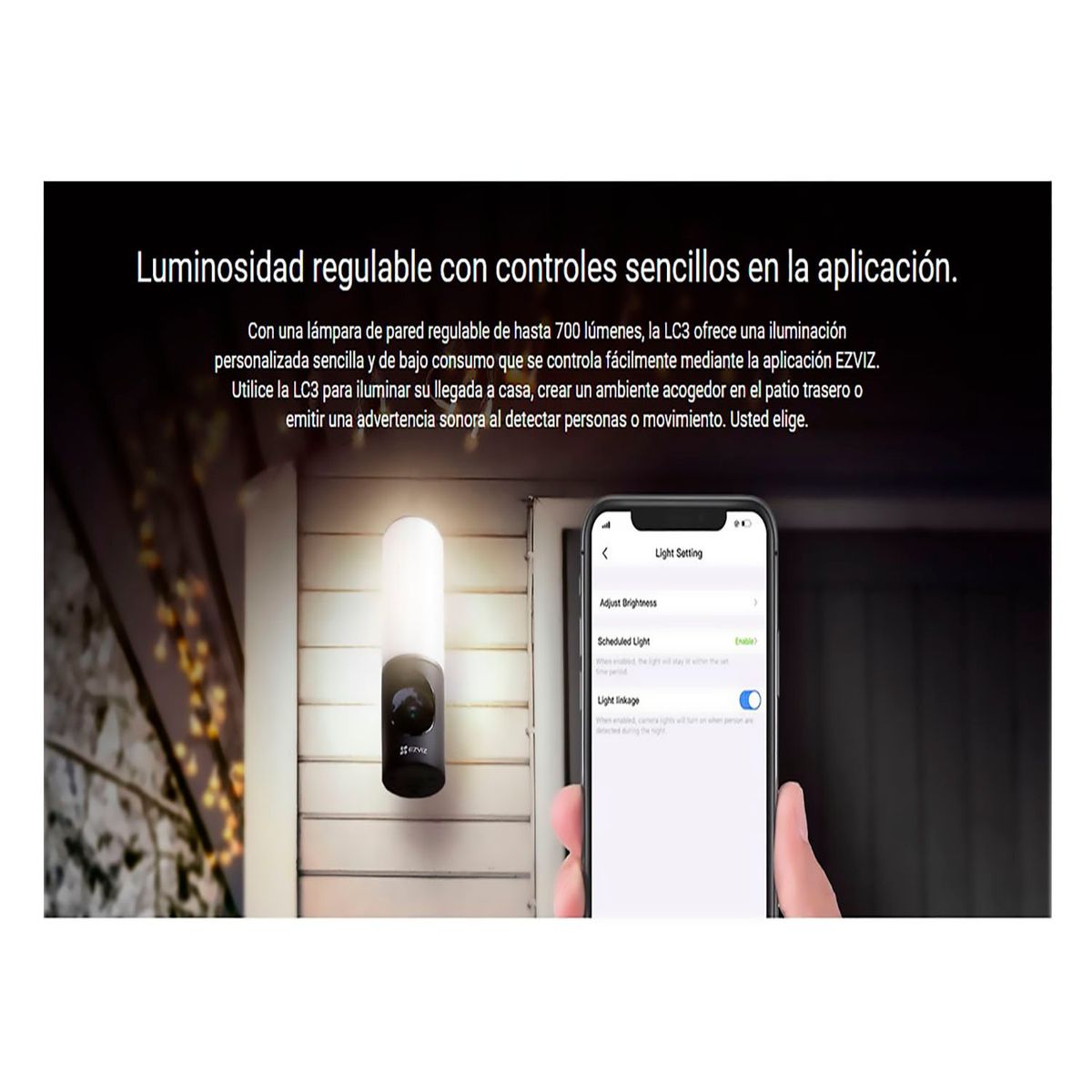 EZVIZ - Cámara Wifi Lc3 2K 4Mp Iluminacion Inteligente 700 Lúmenes Sd 32Gb Incorporado