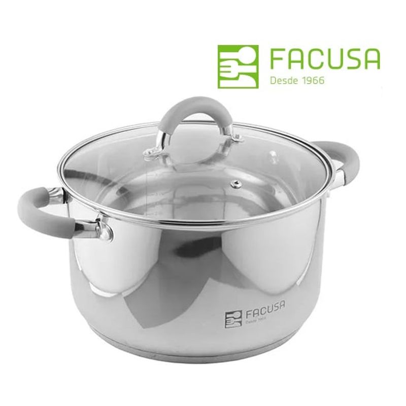 FACUSA - Olla de Acero Inoxidable con tapa escurridor de 24 cm - 4.5 litros Facusa