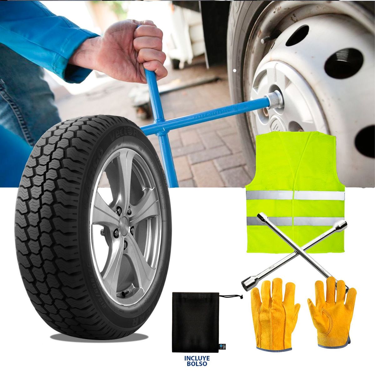 TECGO - KIT DE EMERGENCIA DE VEHICULO 3 PIEZAS