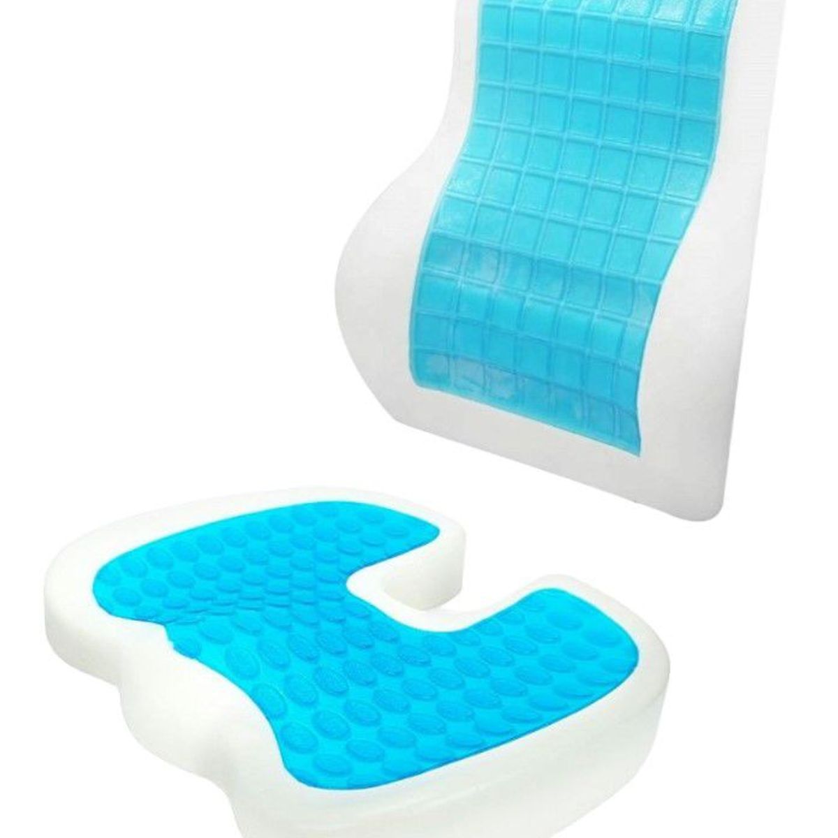 GENERICO - Duo Cojín Asiento respaldar Lumbar Viscoelastico Gel con Funda