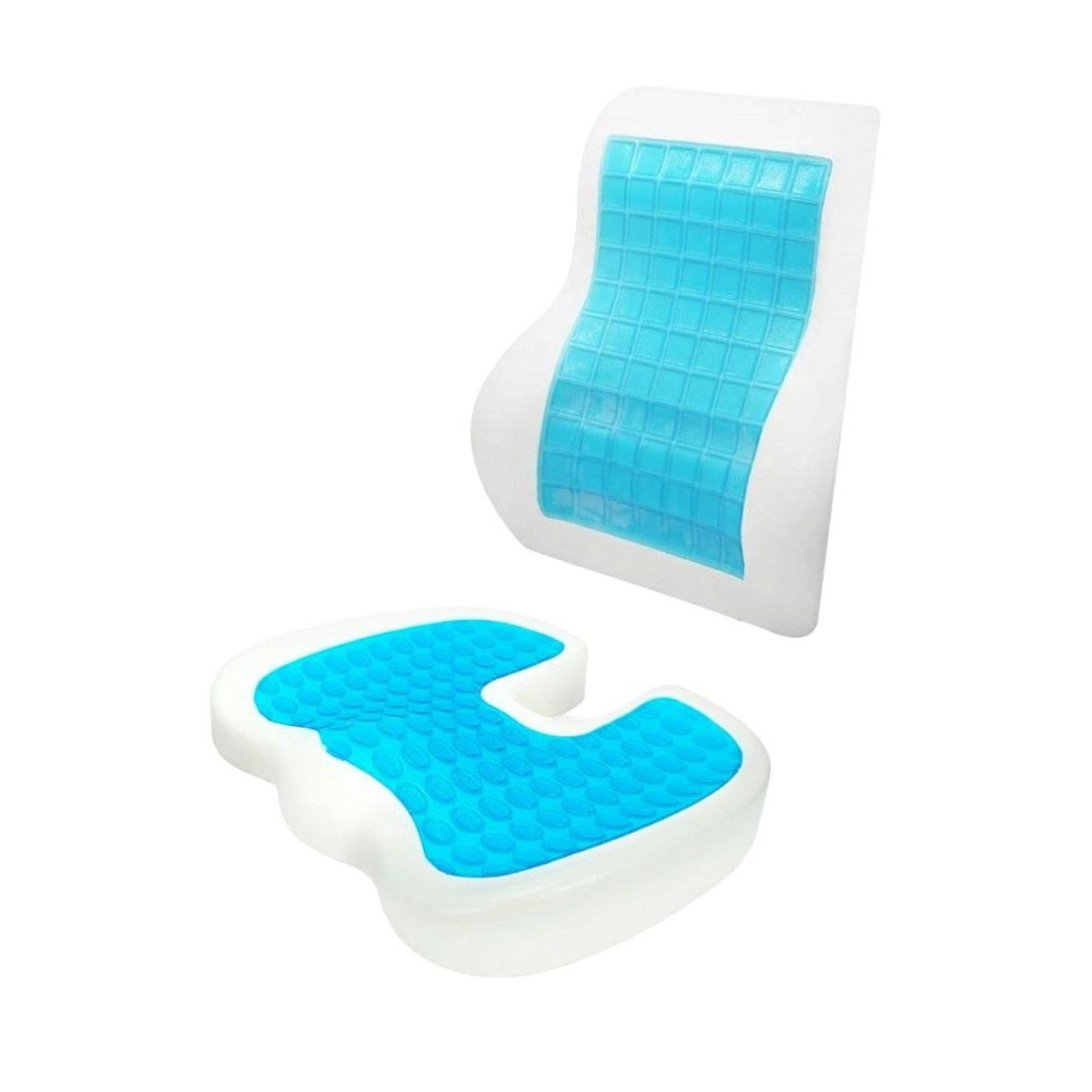 GENERICO - Duo Cojín Asiento respaldar Lumbar Viscoelastico Gel con Funda
