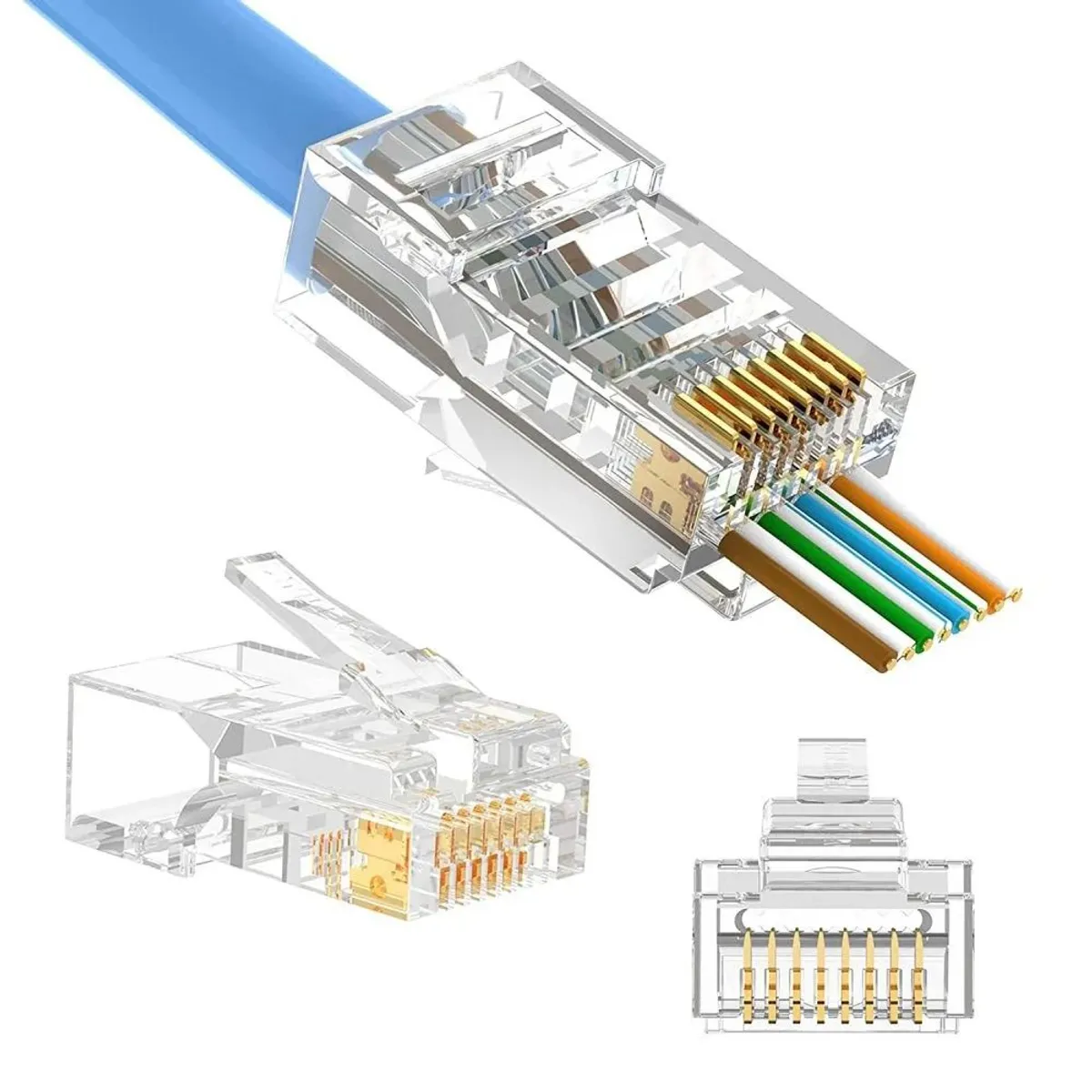 OEM - Pack 100 Conectores RJ45 de Cables Internet LAN Ethernet de Red