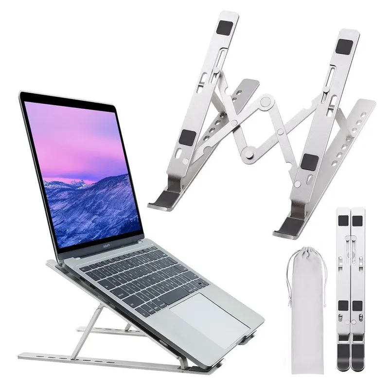 GENERICO - Soporte Plegable Base de Aluminio para Laptop Macbook Notebook Tablet