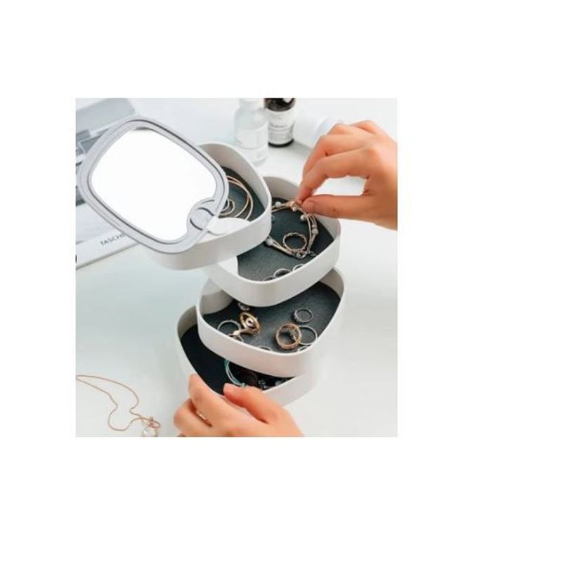 GENERICO - Joyero organizador de joyas con espejo 4 pisos 360 - aretes collares