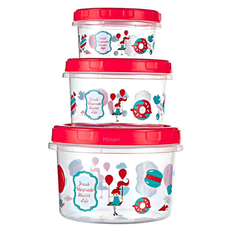 MINARI - Set de 3 Táper de Alimentos Lonchera Contenedor Organizador Alacena FC 65T