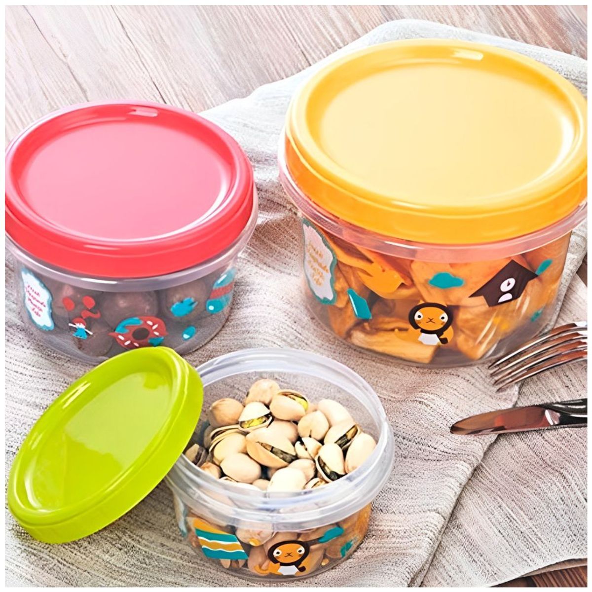 MINARI - Set de 3 Táper de Alimentos Lonchera Contenedor Organizador Alacena NJ 65T