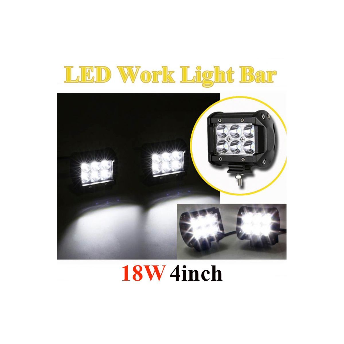 GENERICO - Neblinero Barra Cubo Led 18w Blanco Inundacion 1pc