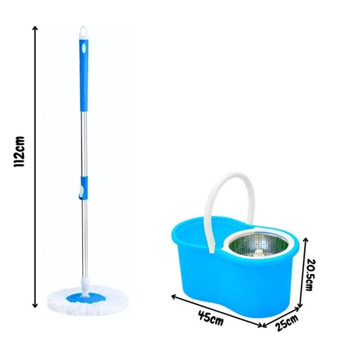 OEM - Trapeador Escurridor Giratorio Con 2 Mopas CELESTE