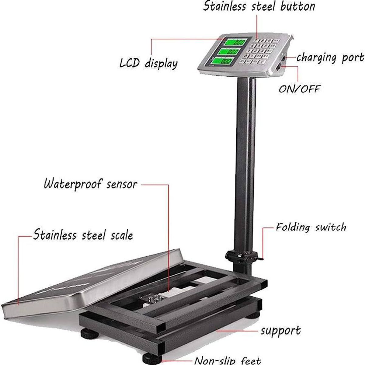 GENERICO - Balanza Industrial 300 Kg con Plataforma ACSTCS-300K