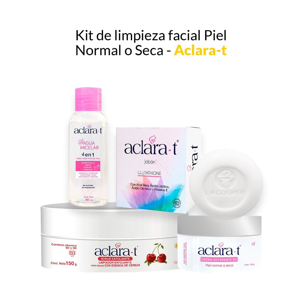 GENERICO - Kit de limpieza facial Piel Normal o Seca Aclara-t