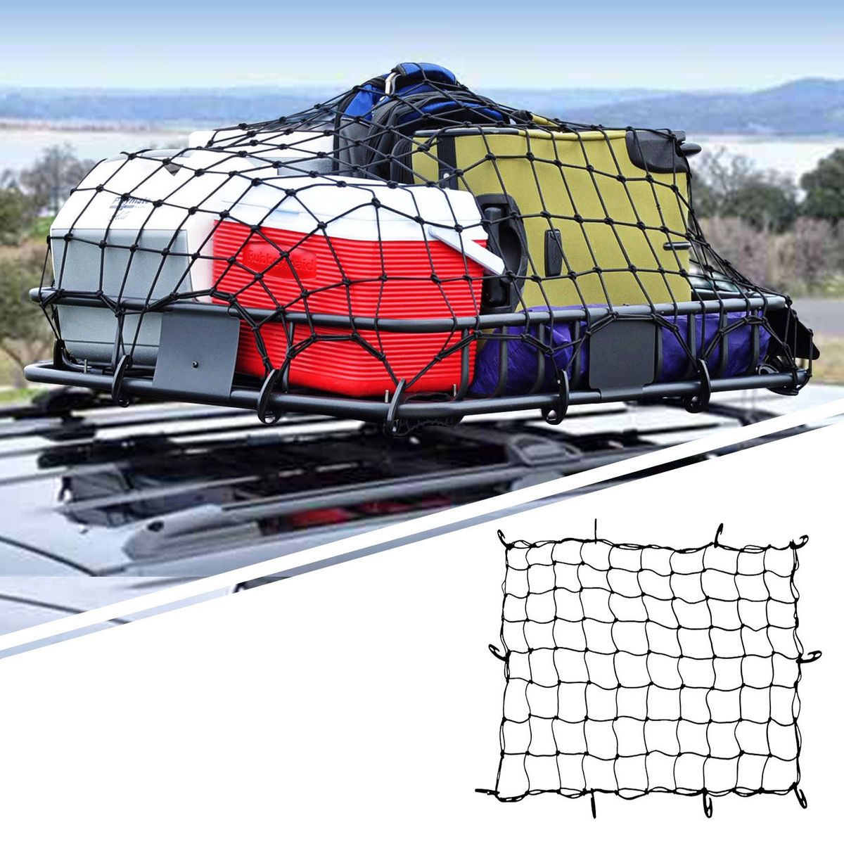 TECGO - MALLA ELASTICA PARA EQUIPAJE 12 GANCHOS