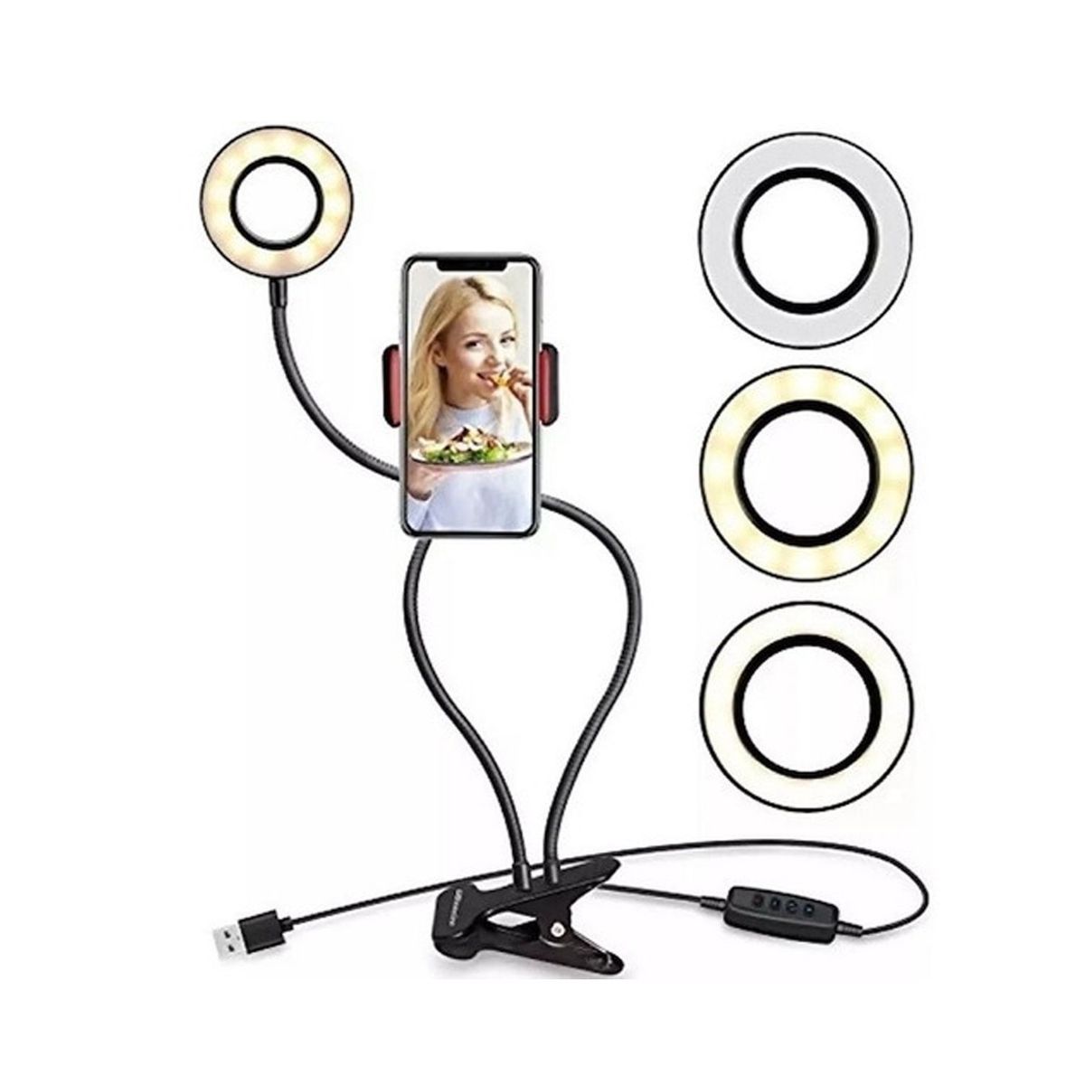 APEXEL - Soporte De Teléfono Apexel FL04 Live Stream Aro De Luz Flexible Negro