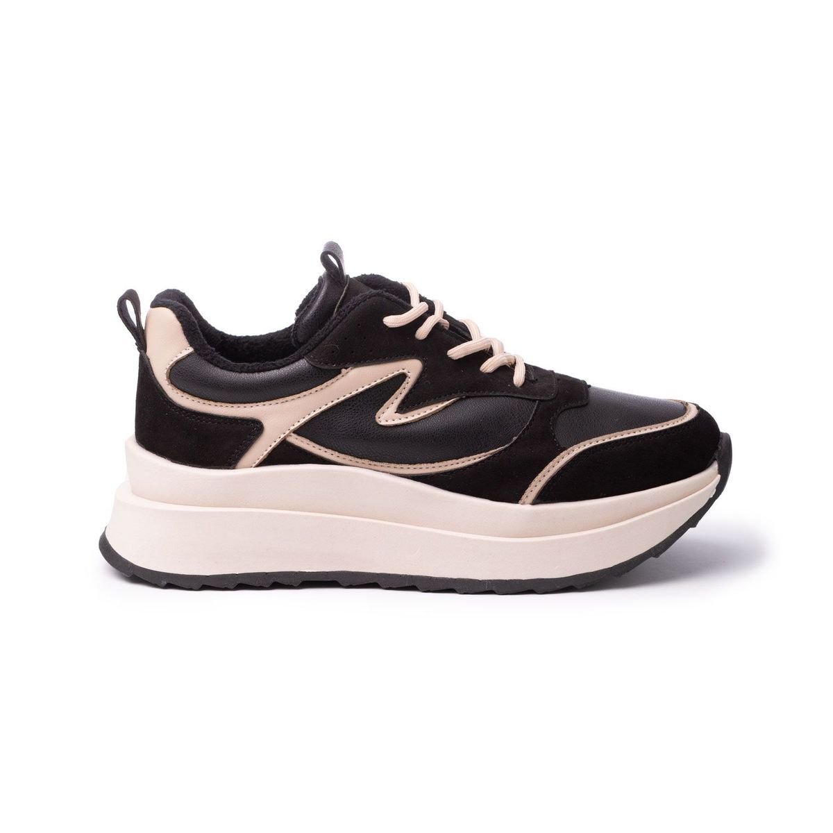 NEBULA - Zapatilla Flower - Nébula - Negro con Beige