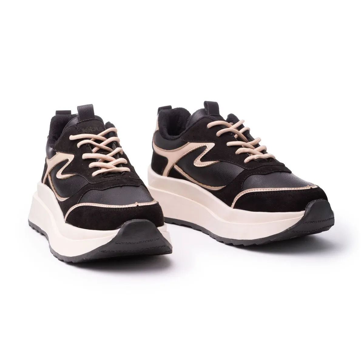 NEBULA - Zapatilla Flower - Nébula - Negro con Beige