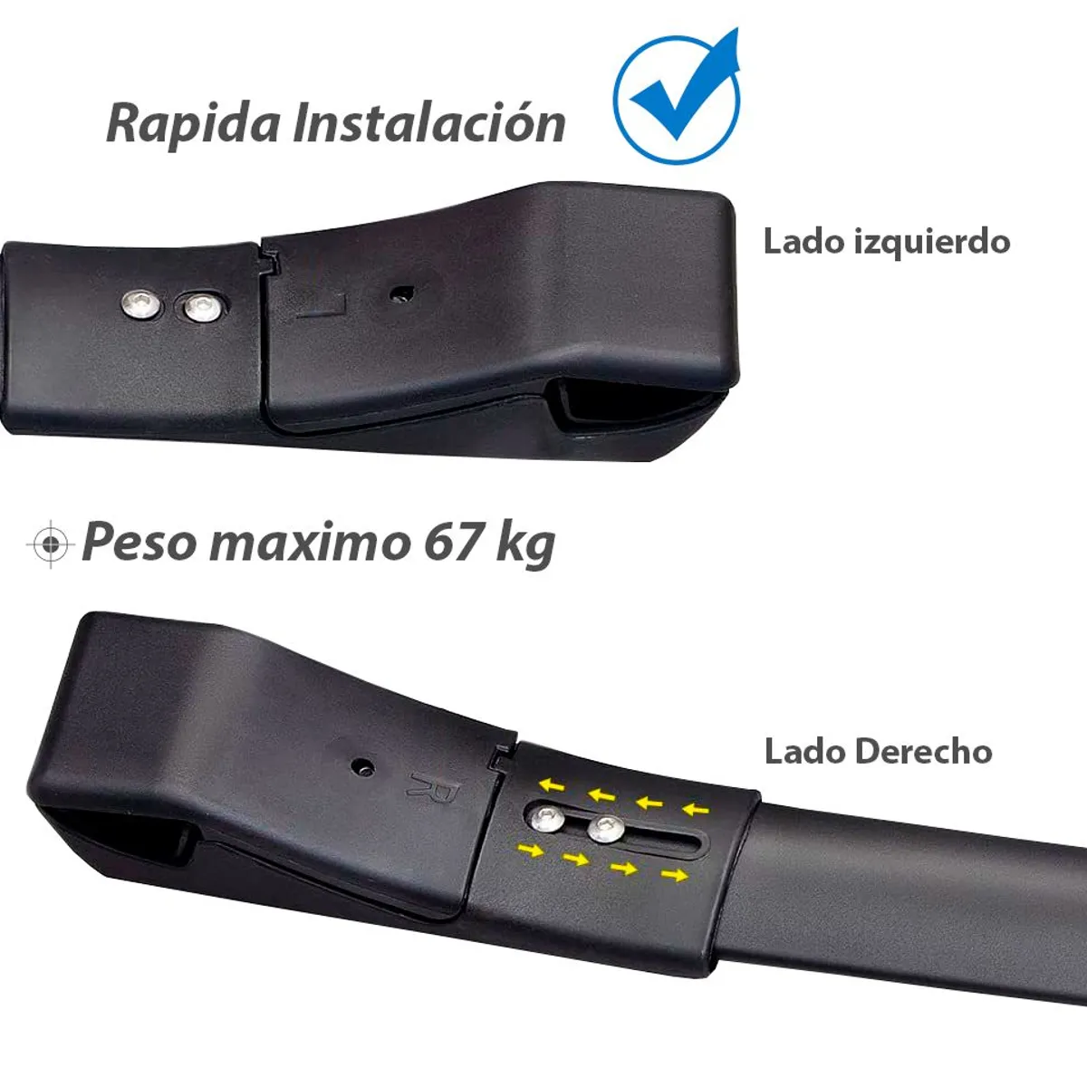 GENERICO - BARRA DE ALUMINIO CON LLAVE UNIVERSAL NEGRO