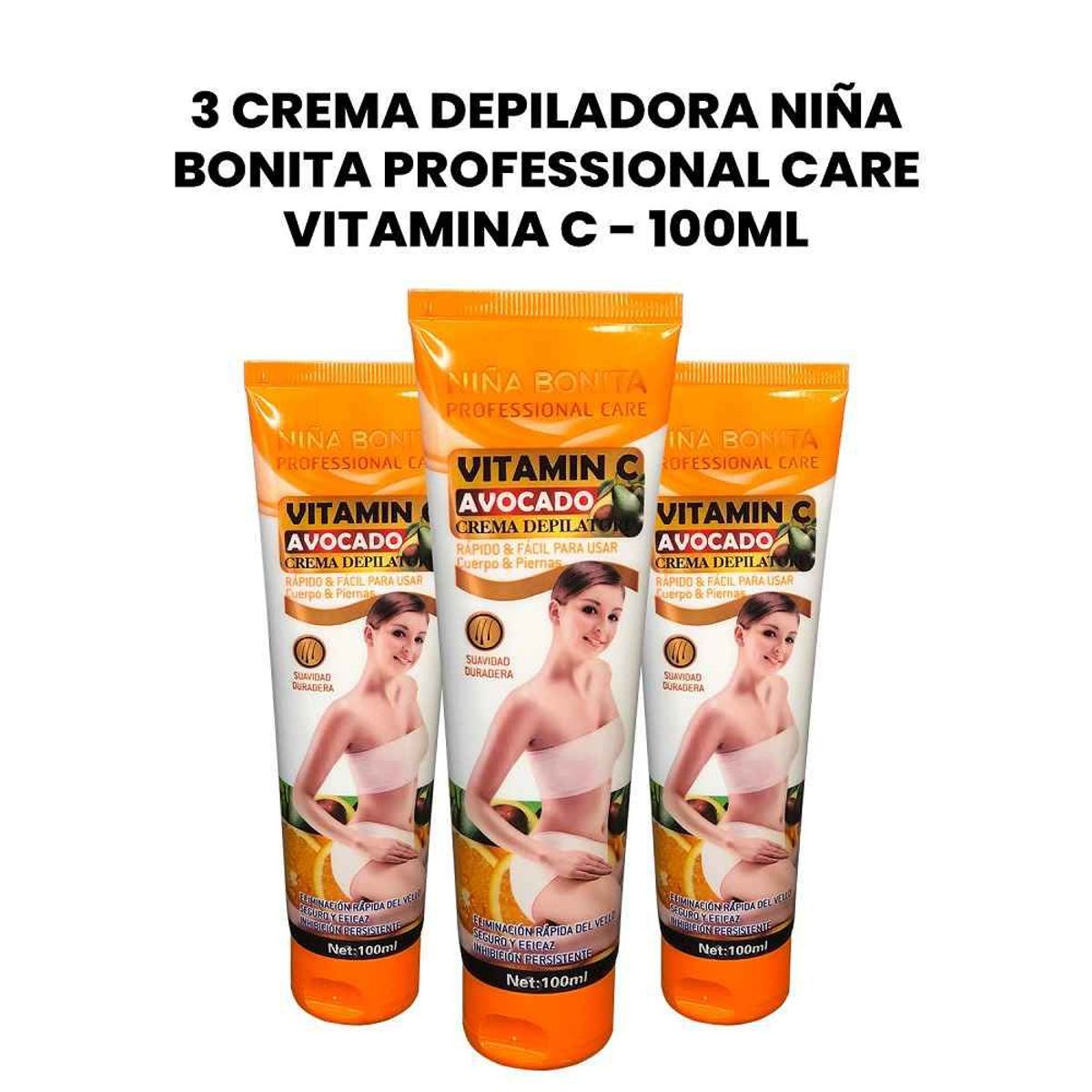 GENERICO - 3 Crema Depiladora niña Bonita Professional Care Vitamina C - 100ml