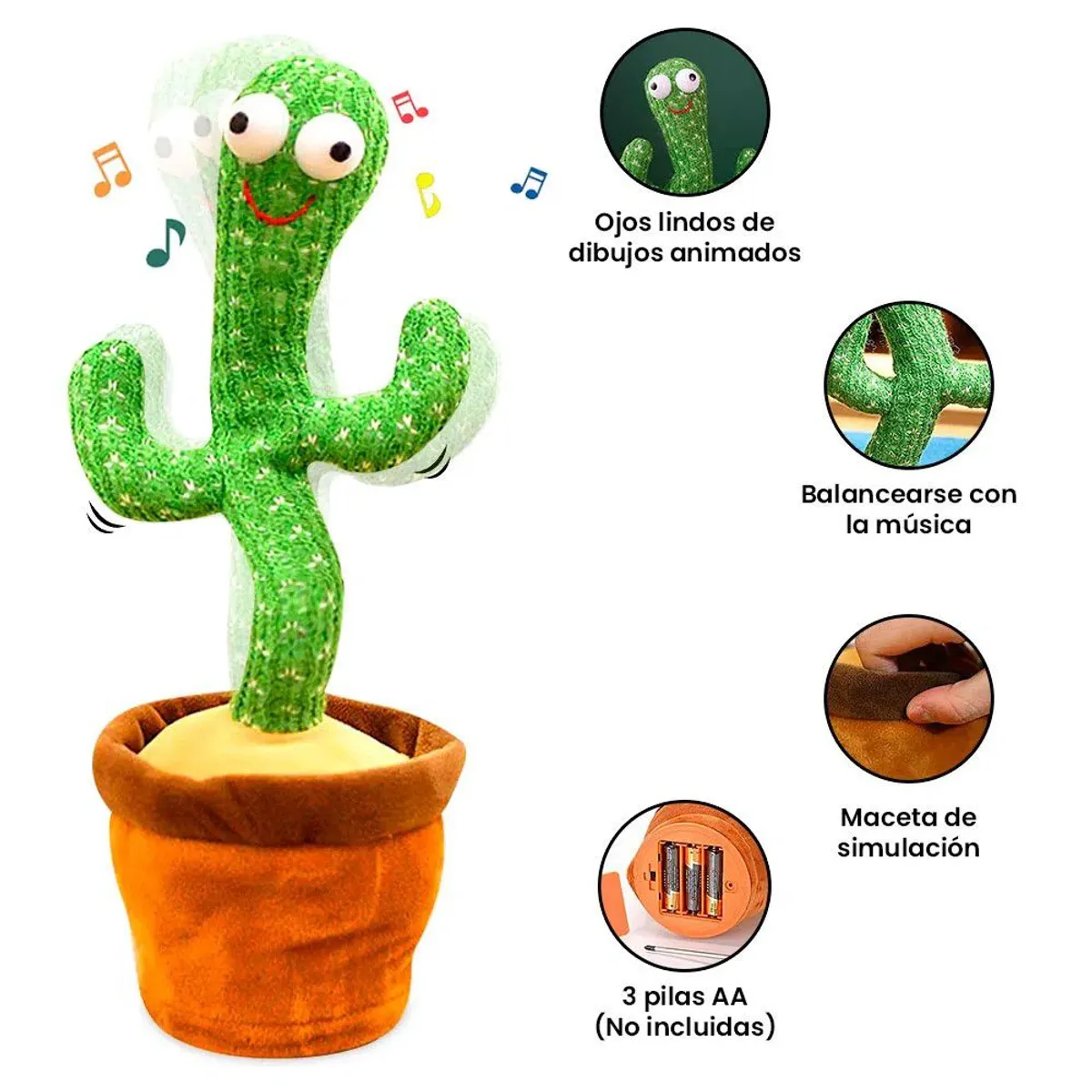 GENERICO - Cactus Bailarín Musical Juguete de Peluche