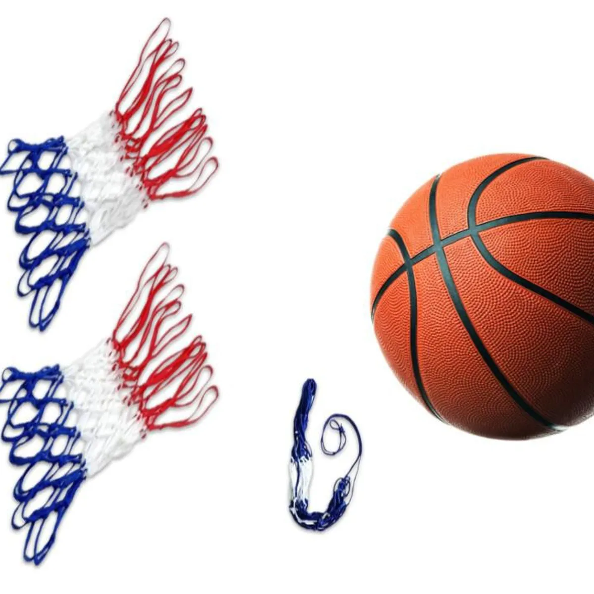 GENERICO - KIT 2 REDES PARA ARO DE BÁSQUET 12 ENGANCHES MÁS PELOTA N.º7