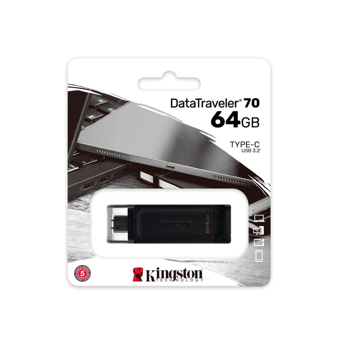 KINGSTON - Memoria USB Kingston DataTraveler 70 64GB USB-C 3.2 Gen1