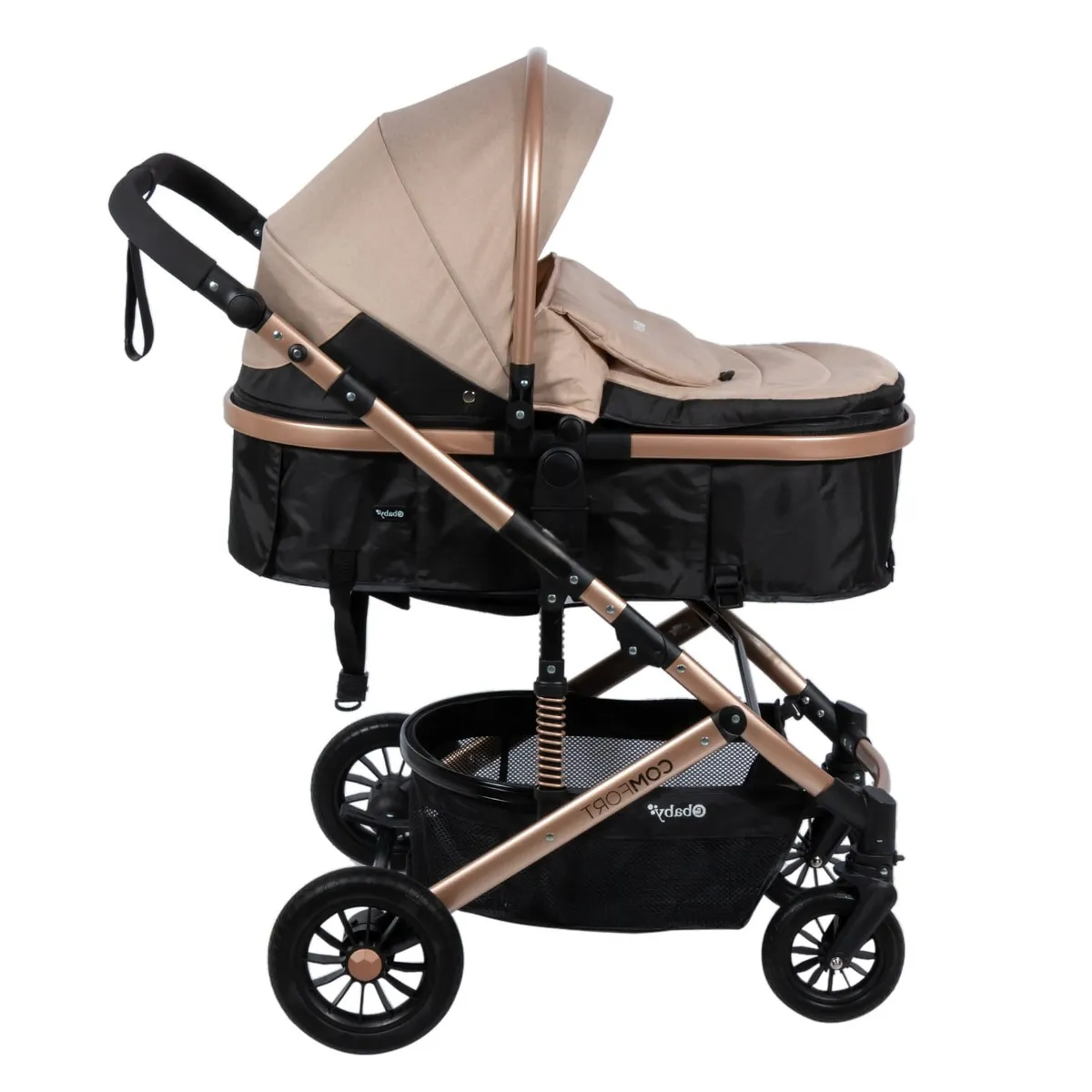 EBABY - Coche Moises para Bebe Reversible Beige