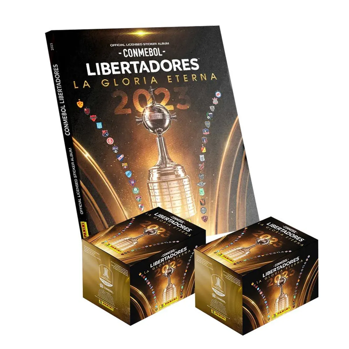 PANINI - Copa Libertadores 2023, 1 Álbum Tapa Dura + 2 Cajitas (100 Sobres)