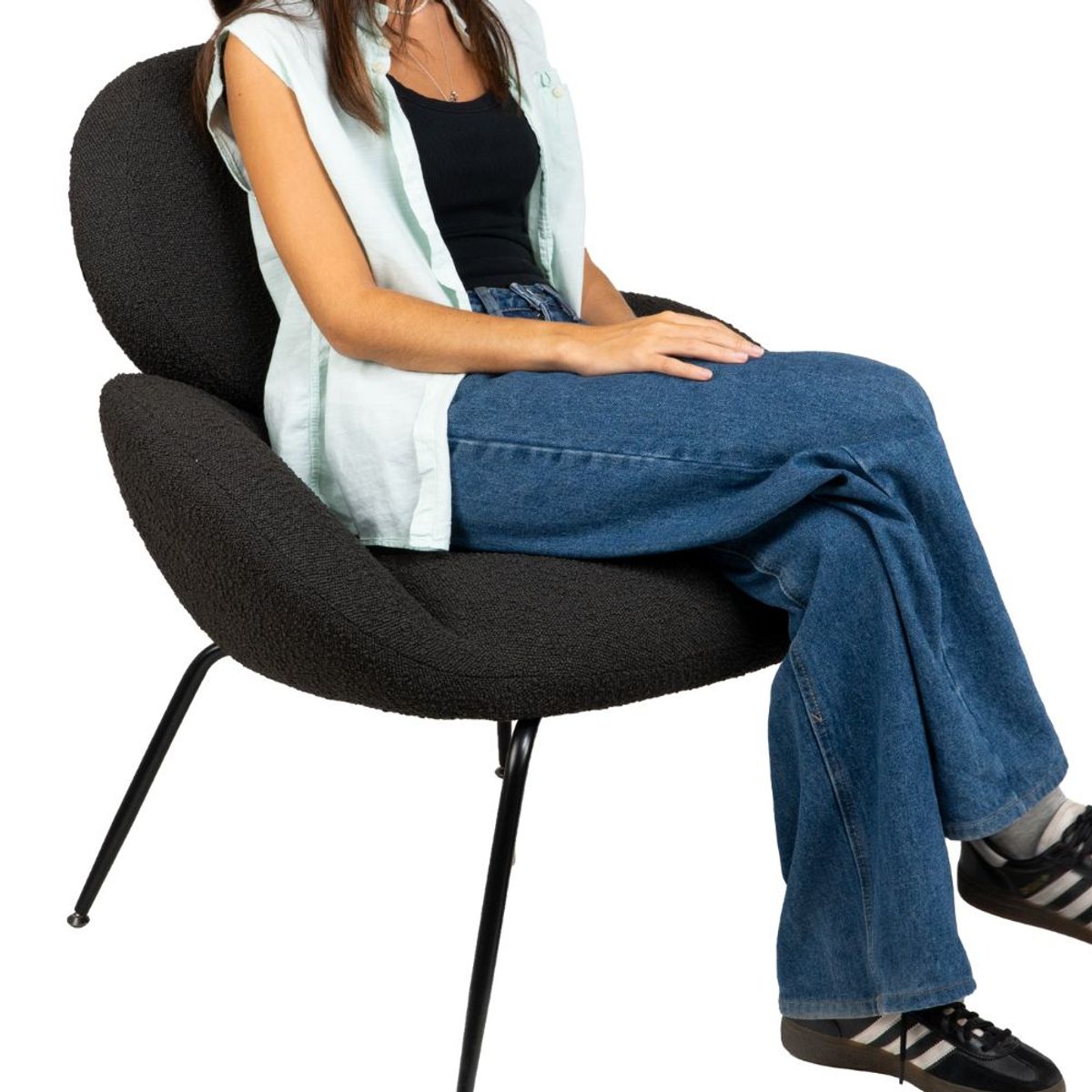 NIHM - Butaca De Metal Y Tela Maak Gris Oscuro