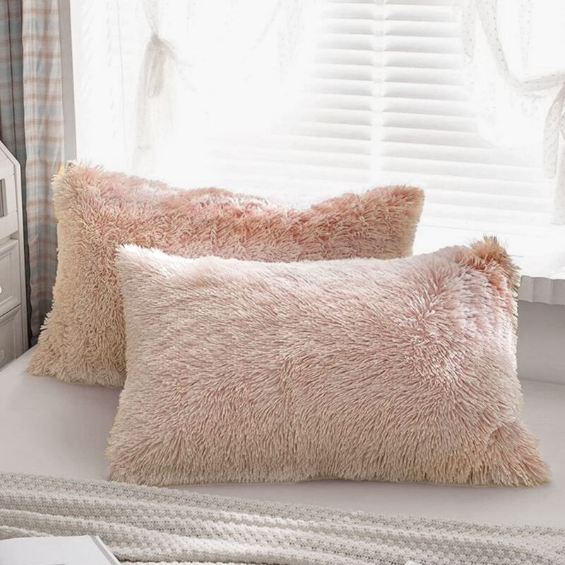 GENERICO - Funda de almohada peluche corto 50cmx90cm nude