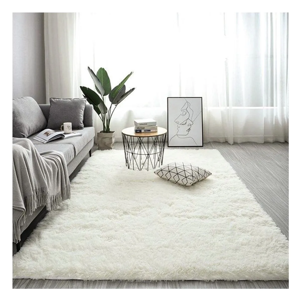 GENERICO - alfombra peluche largo 160X100 CM perla