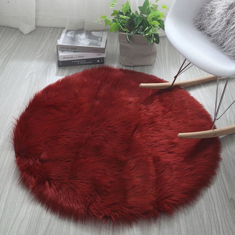 GENERICO - alfombra peluche largo CIRCULAR 100mx100m vino