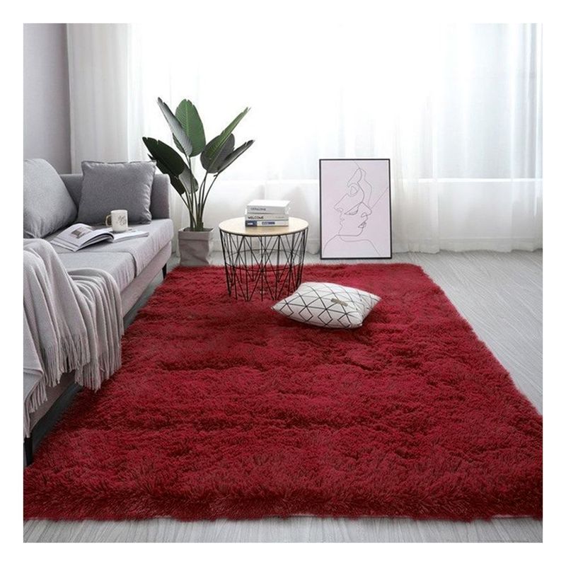 GENERICO - alfombra peluche largo 160X100 CM vino