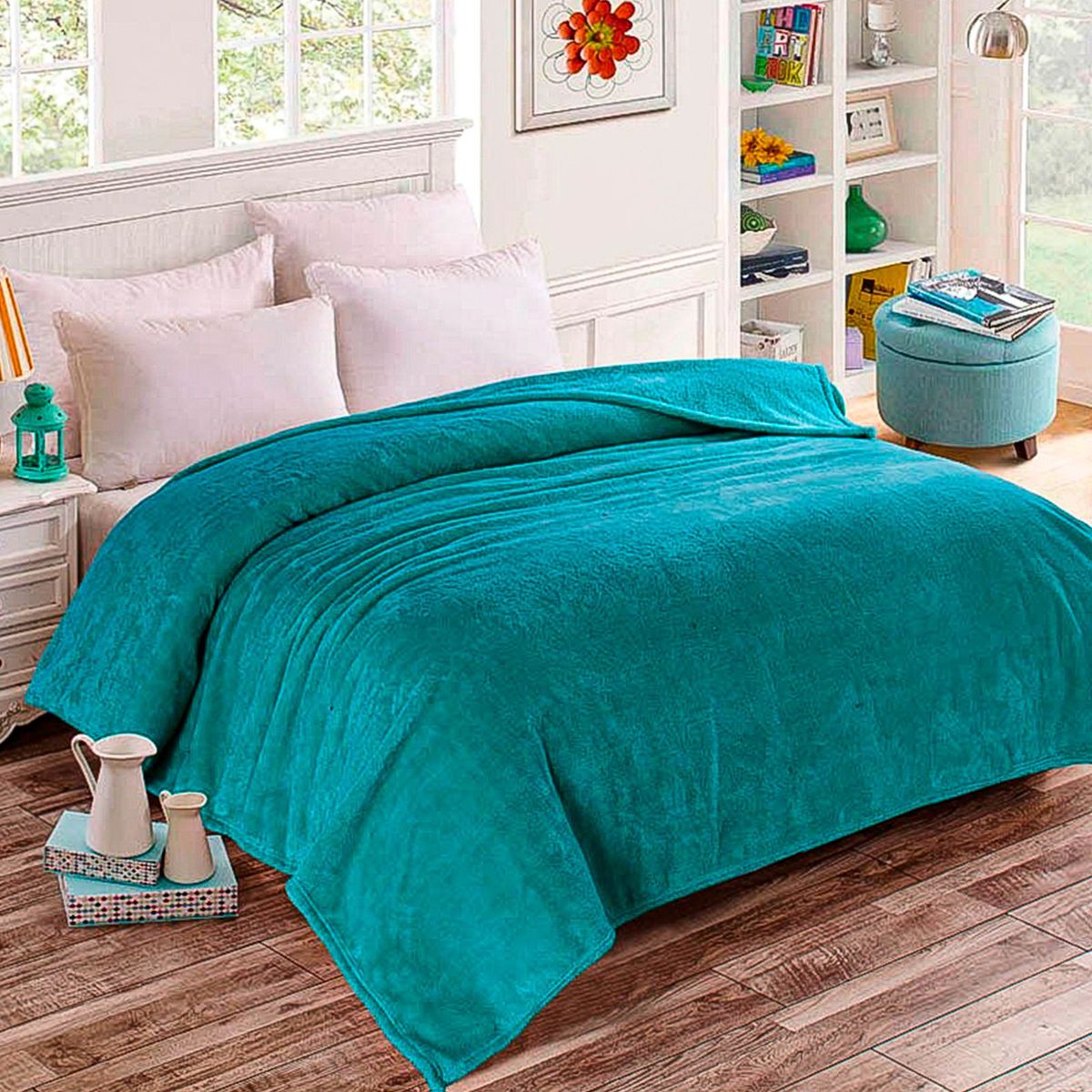 GENERICO - Manta Peluchón 2 plazas - VERDE TURQUEZA