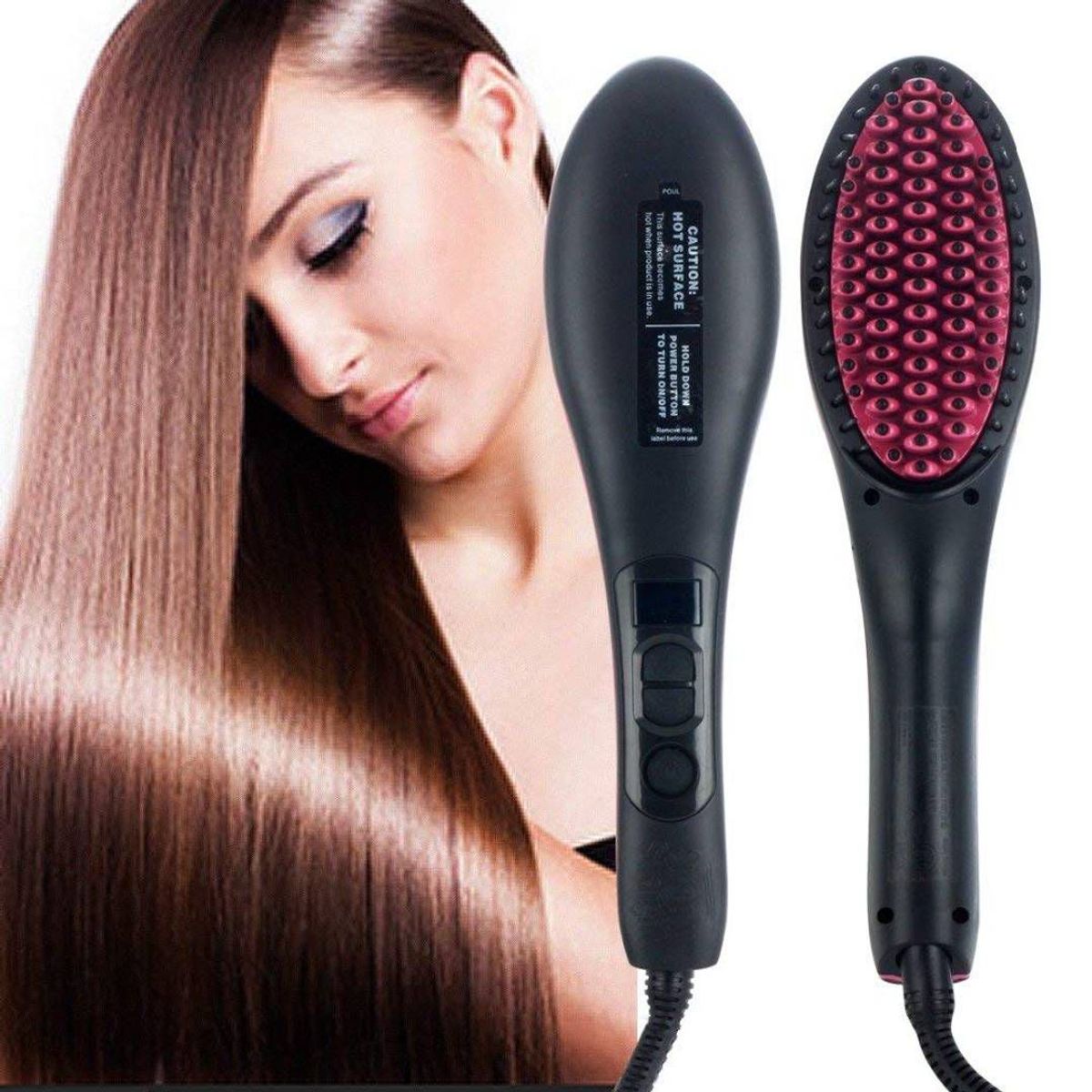 GENERICO - Cepillo Alisador Eléctrico De Cabello Pantalla Lcd Digital
