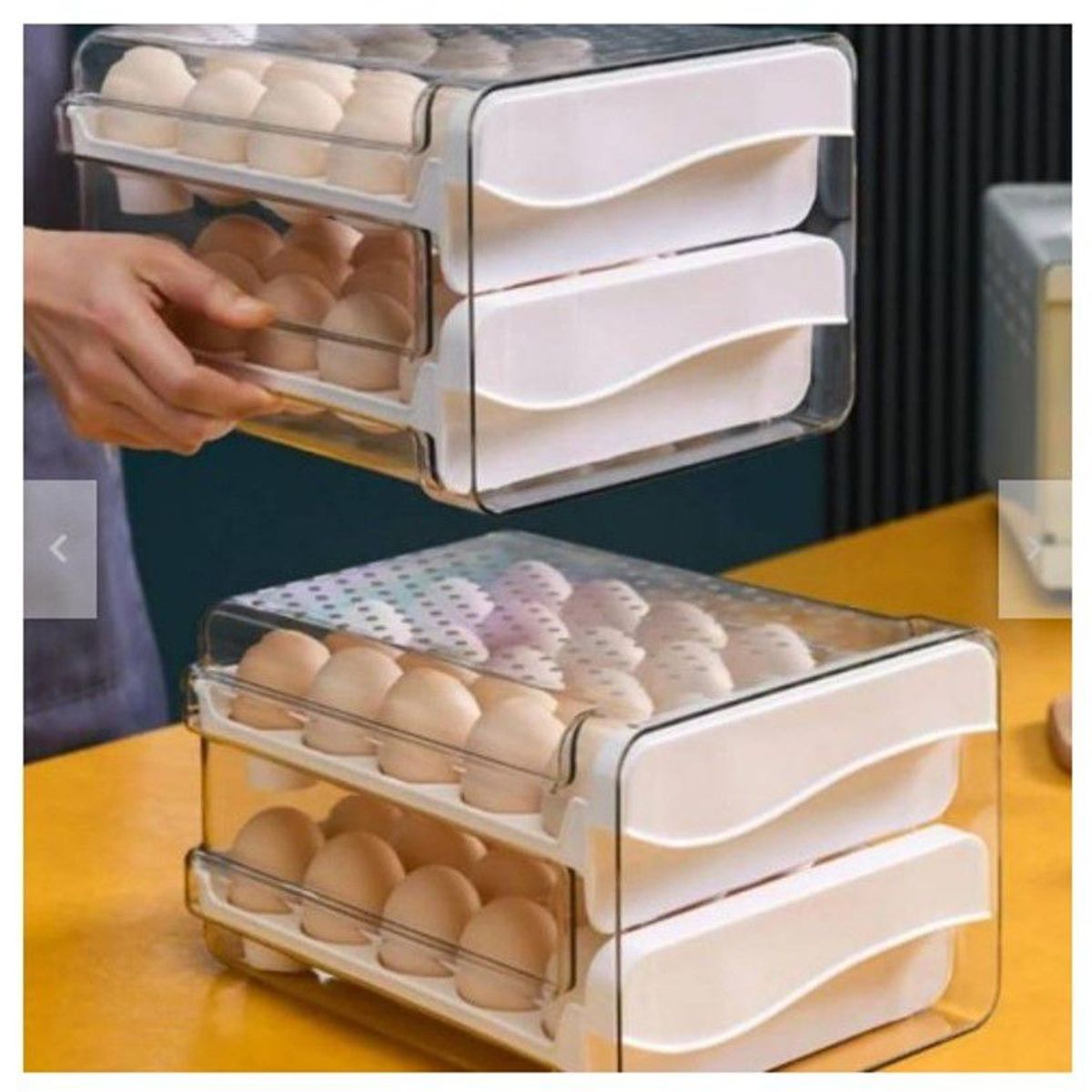 GENERICO - Porta huevo en acrilico de 2 niveles para refrigeradora Blanco