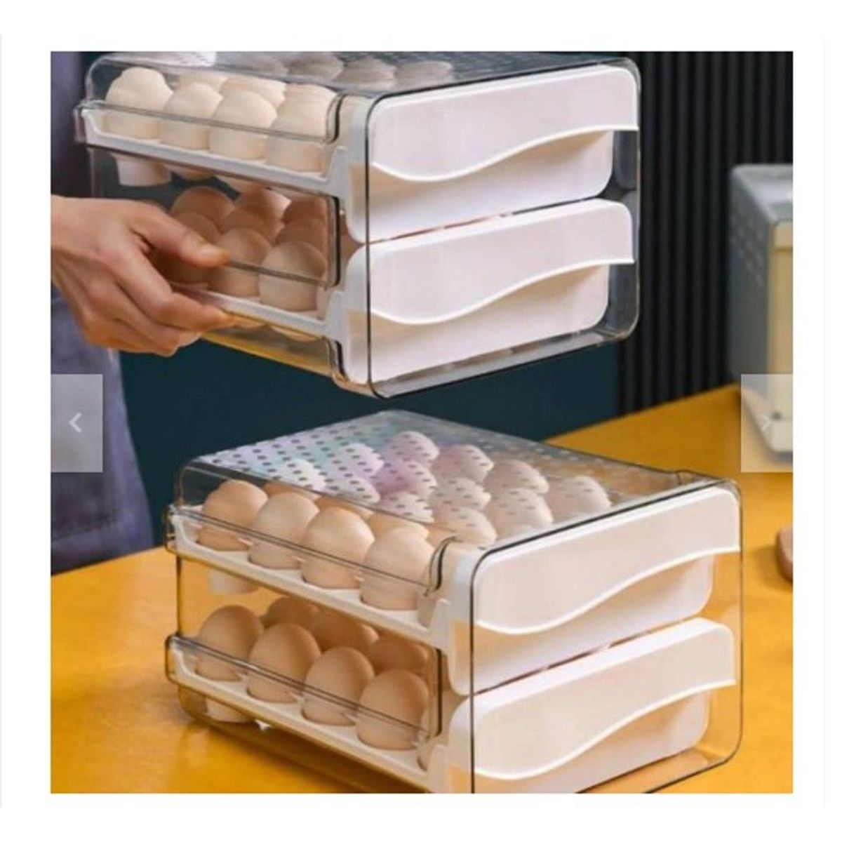 GENERICO - Porta huevo en acrilico de 2 niveles para refrigeradora Blanco