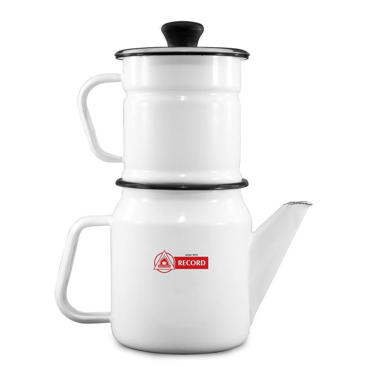 RECORD - Cafetera  record de acero vitrificado 2piezas blanca n°10