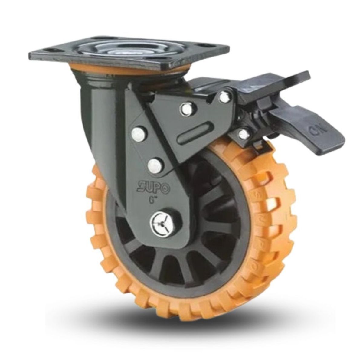 SERRATURE - GARRUCHA FRENO NARANJA 150MM CARGA 350KG