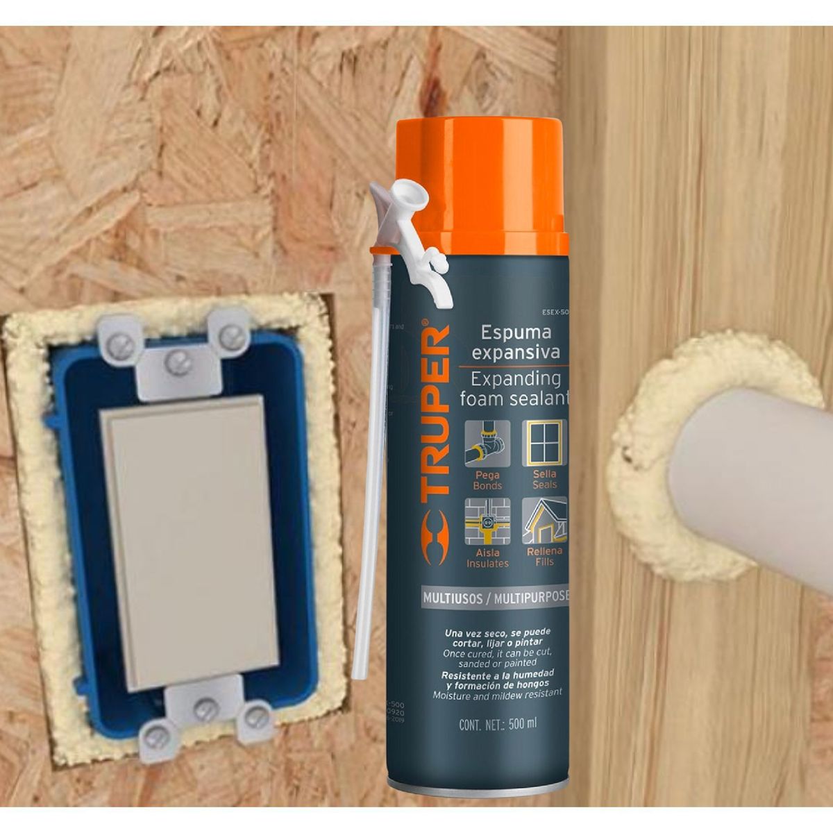 TRUPER - ESPUMA EXPANSIVA PARA RELLENO TRUPER BOOM 500 ml, Truper