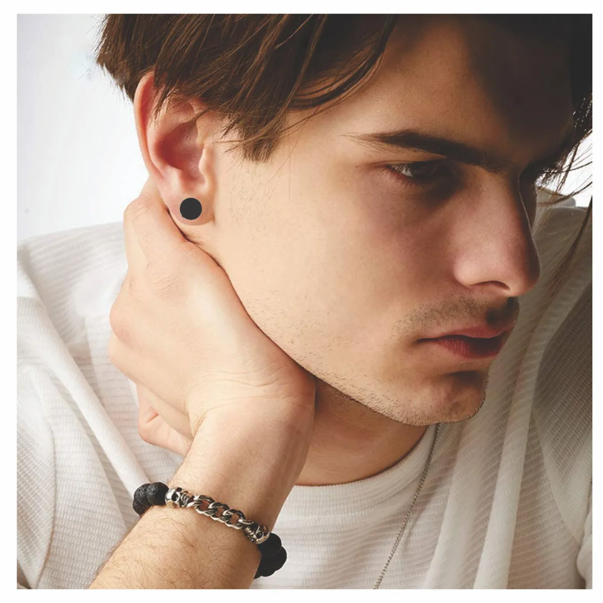 GENERICO - SET 2 ARETES IMANTADOS MAGNETICOS PENDIENTES 8MM NEGRO