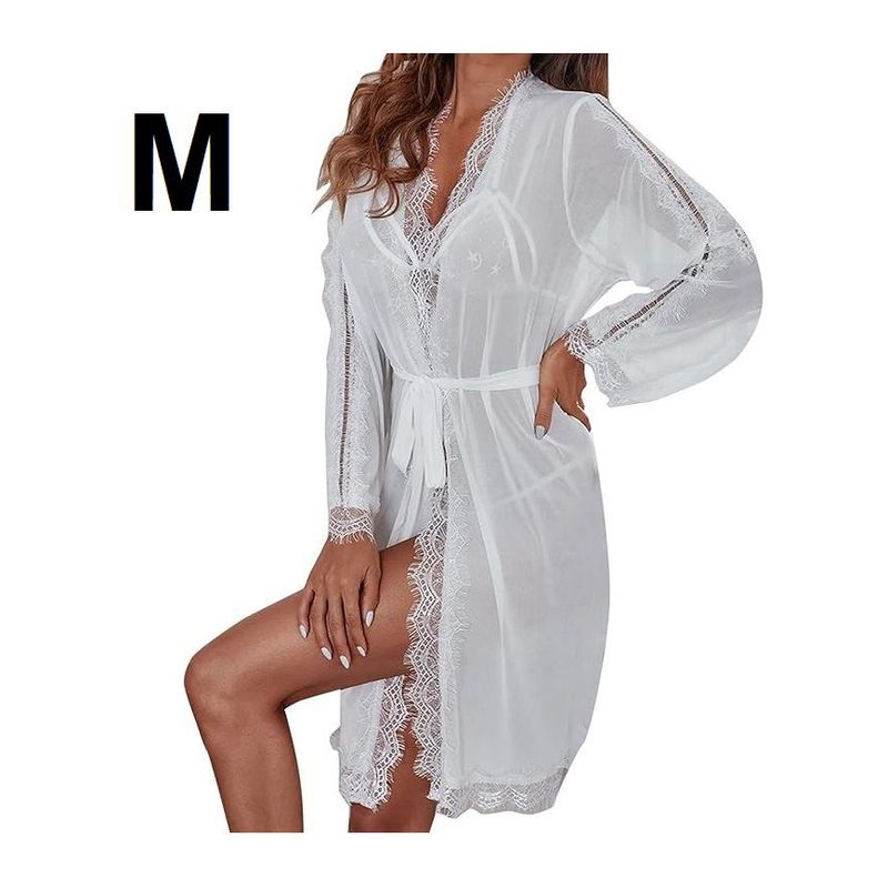 GENERICO - Sexy lencería babydoll transparente - Blanco M