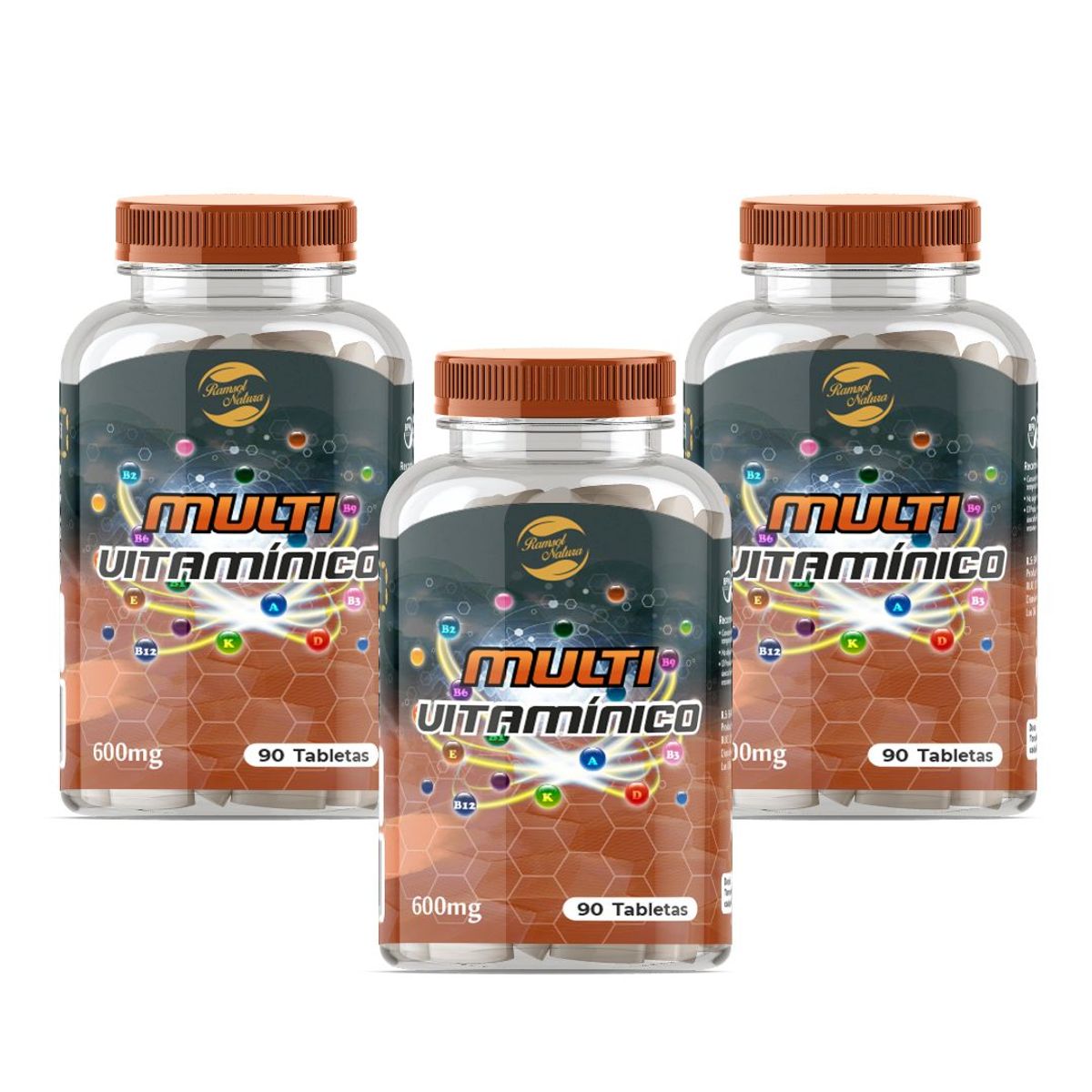 RAMSOL NATURA - Pack 3 Frascos Multivitamínico 90 Tabletas Ramsol Natura