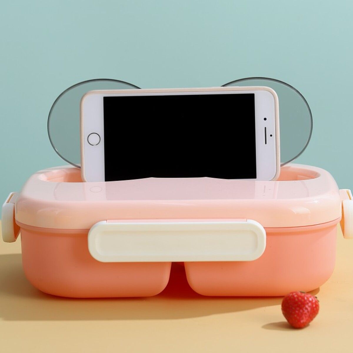 ELMEJORPRECIO - Táper hermético lonchera portátil 3 divisiones M2 Rosado